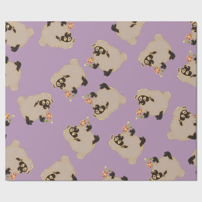 Silly Blackface sheep on  purple wrapping paper (Seam)