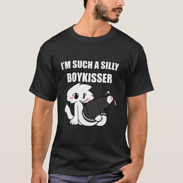 Silly Boy Kisser Meme Femboy Gay Pride LGBTQ Long  T-Shirt (Front)