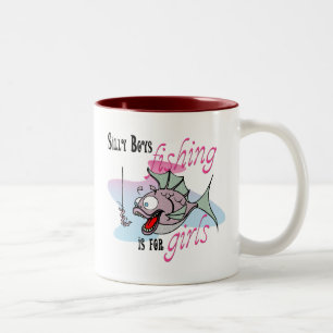Silly Boys Fishing is For Girls Fishing TShirt Two-Tone Coffee Mug