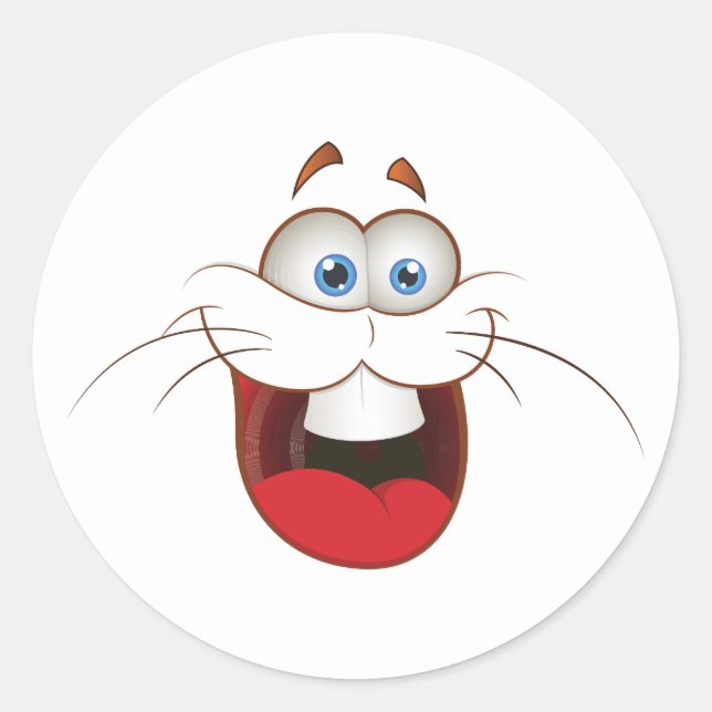 Silly Bunny Rabbit Face Classic Round Sticker (Front)