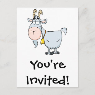 silly cartoon billy goat invitation