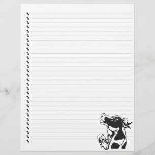 Silly Cartoon Dairy Cow Lined Pet Letterhead