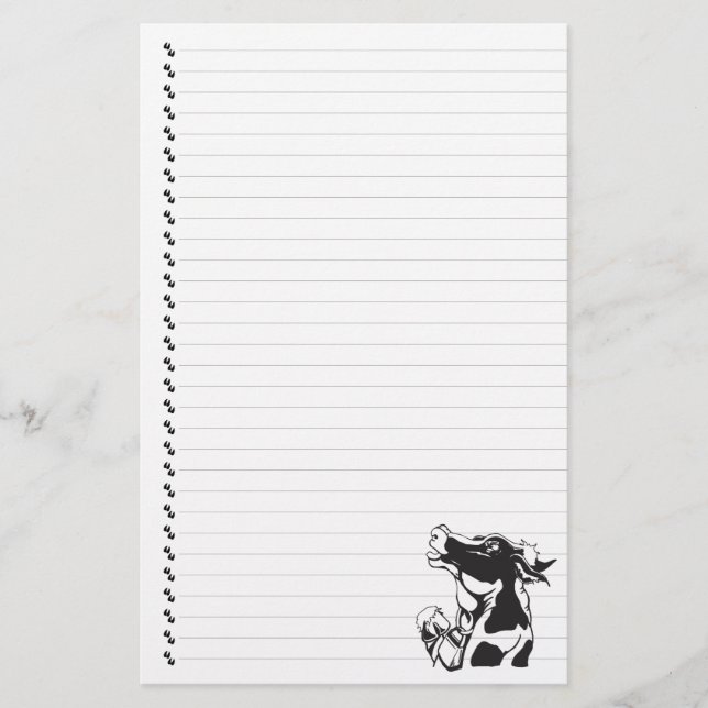 Silly Cartoon Dairy Cow Lined Pet Stationery (Front)
