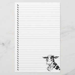 Silly Cartoon Dairy Cow Lined Pet Stationery