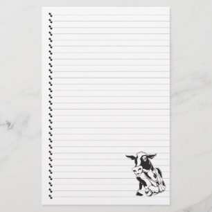 Silly Cartoon Dairy Cow Lined Pet Stationery