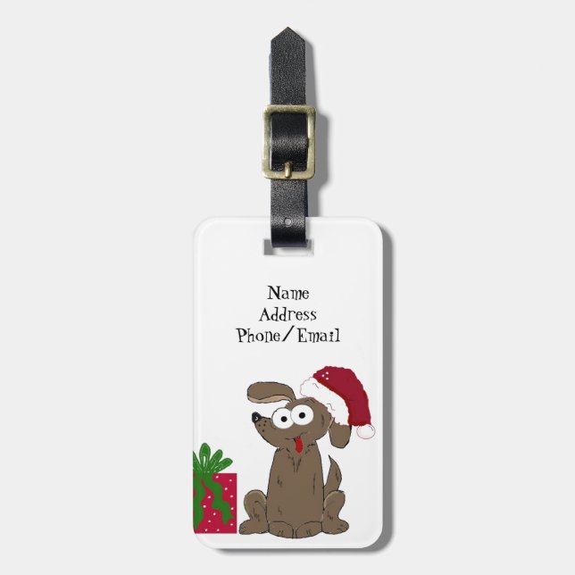 Silly Cartoon Dog Luggage Tag (Front Vertical)
