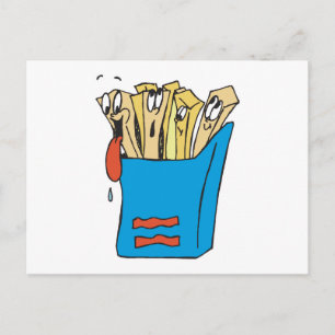 silly cartoon french fries postcard