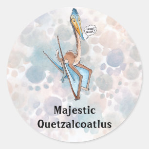Silly Cartoon Quetzalcoatlus Pterosaur Classic Round Sticker