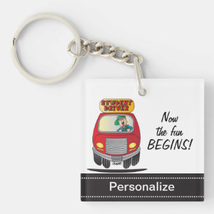 Silly Cartoon Student Driver Key Ring
