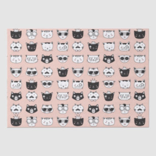 Silly Cat Face Doodles Tissue Paper