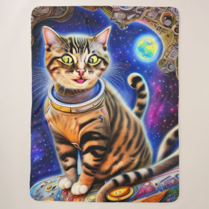 Silly Cat in Space World Meme Artwork Sherpa Blanket