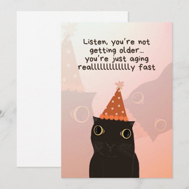 Silly Cat Meme Birthday Card (Front/Back)