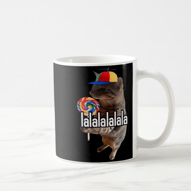 Silly Cat With Lollip Meme  Coffee Mug (Right)