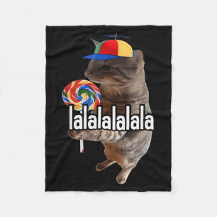 Silly Cat With Lollip Meme Fleece Blanket