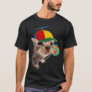 Silly Cat With Lollipop Meme  T-Shirt