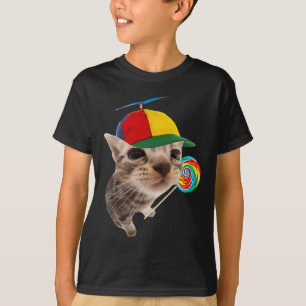 Silly Cat With Lollipop Meme  T-Shirt