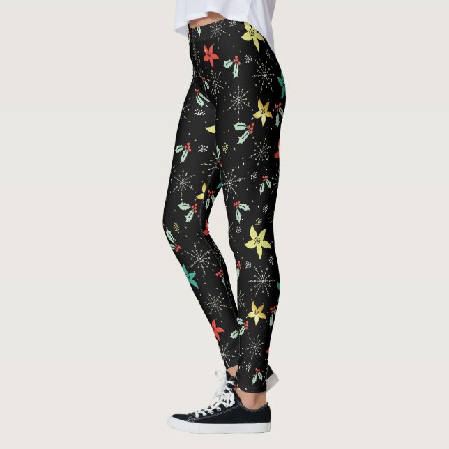 Silly Cats & Yarn Watercolors Illustration Pattern Leggings (Left)