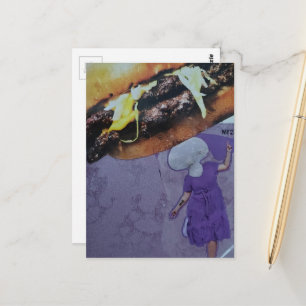 Silly Cheeseburger Mushroom Lady Collage Postcard