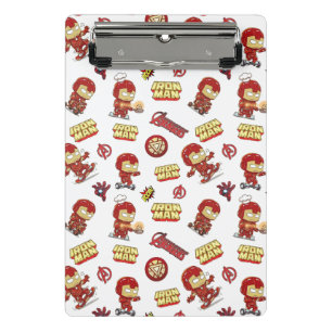 Silly Chibi Iron Man Seamless Pattern - Superhero Mini Clipboard