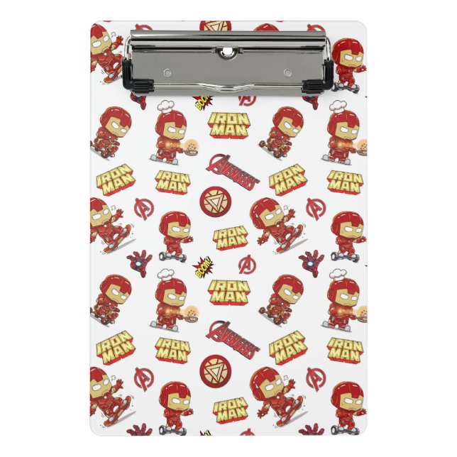 Silly Chibi Iron Man Seamless Pattern - Superhero  Mini Clipboard (Front)