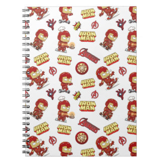 Silly Chibi Iron Man Seamless Pattern - Superhero  Notebook