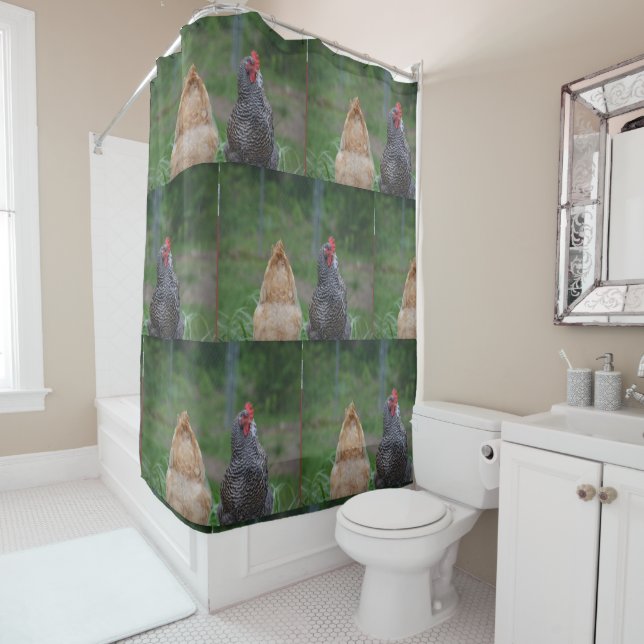 Silly Chicken Shower Curtain (In Situ)