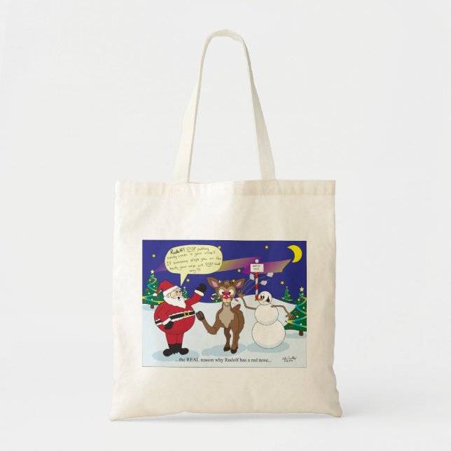 Silly Christmas Cartoon Tote Bag (Front)