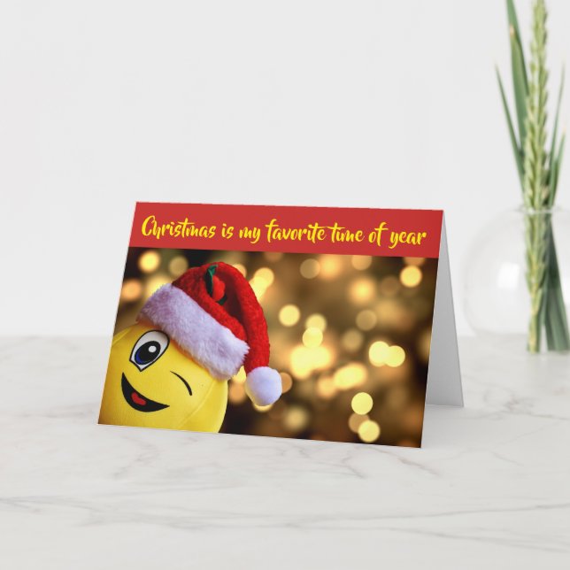 Silly Christmas Emoji Holiday Card (Front)