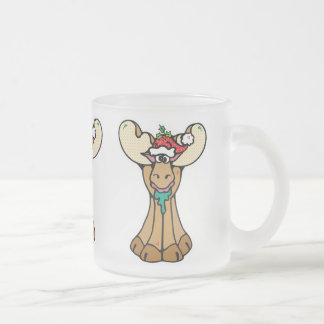 silly christmas moose frosted glass coffee mug