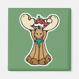 silly christmas moose magnet