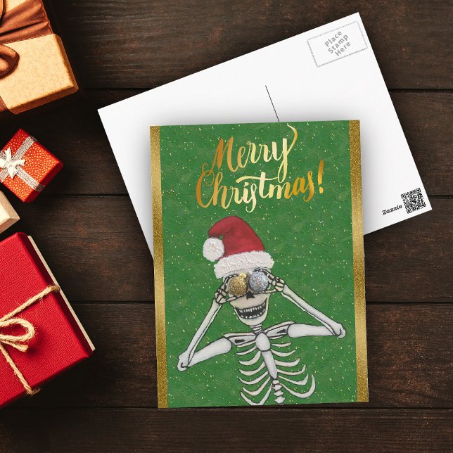 Silly Christmas Skeleton Christmas Ornament Eyes Postcard (Creator Uploaded)