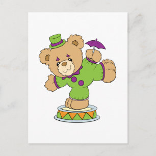 Silly Clown Teddy Bear Postcard