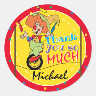 Silly Clown - Thank you Classic Round Sticker