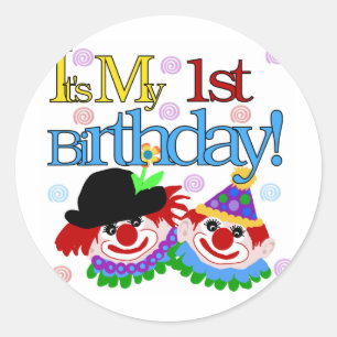 Silly Clowns 1st Birthday Tshirts and Gifts Classic Round Sticker