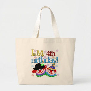 Silly Clowns 4th Birthday Tshirts and Gifts Large Tote Bag