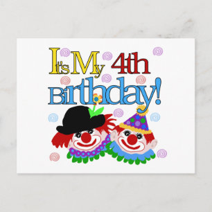 Silly Clowns 4th Birthday Tshirts and Gifts Postcard