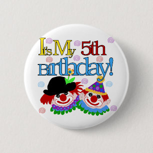 Silly Clowns 5th Birthday Tshirts and Gifts 6 Cm Round Badge