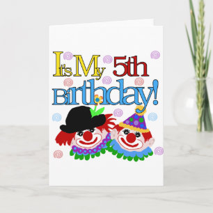 Silly Clowns 5th Birthday Tshirts and Gifts Card