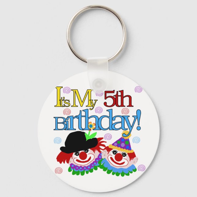 Silly Clowns 5th Birthday Tshirts and Gifts Key Ring (Front)
