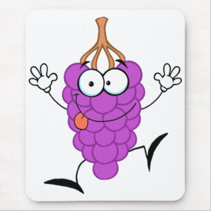 silly cute funny purple grapes cartoon character mouse mat