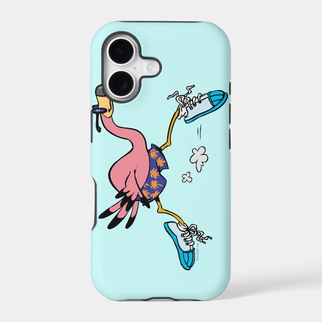 silly cute jogging running flamingo (Back)