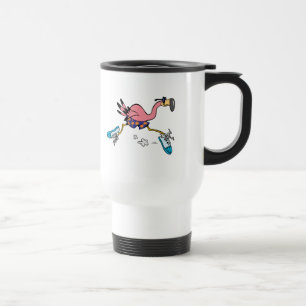 silly cute jogging running flamingo travel mug