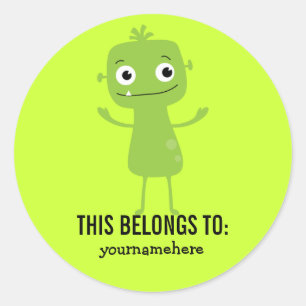 Silly Cute Monster THIS BELONGS TO Stickers