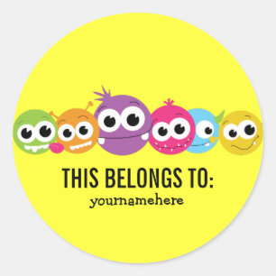 Silly Cute Monster THIS BELONGS TO Stickers