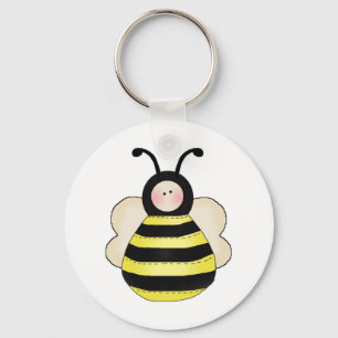 silly cute round bumble bee key ring