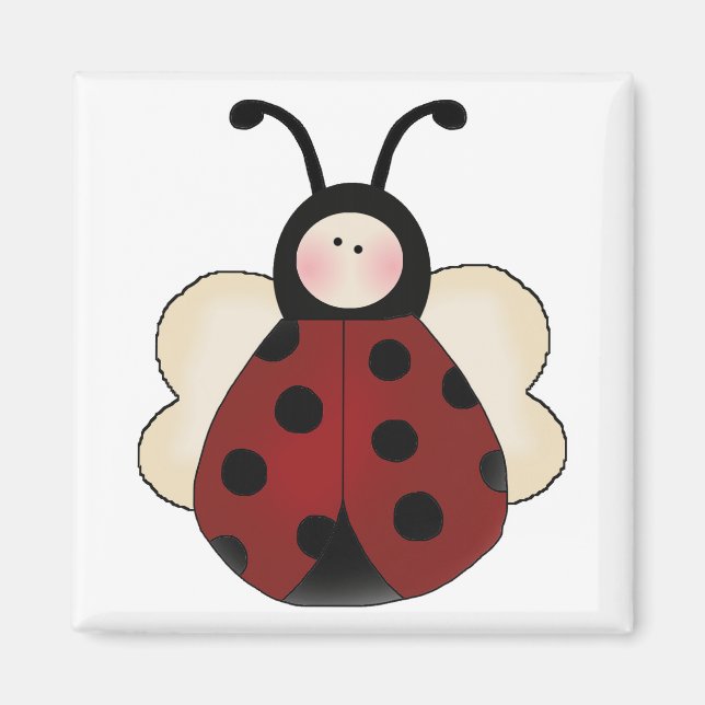 silly cute round ladybug cartoon magnet (Front)