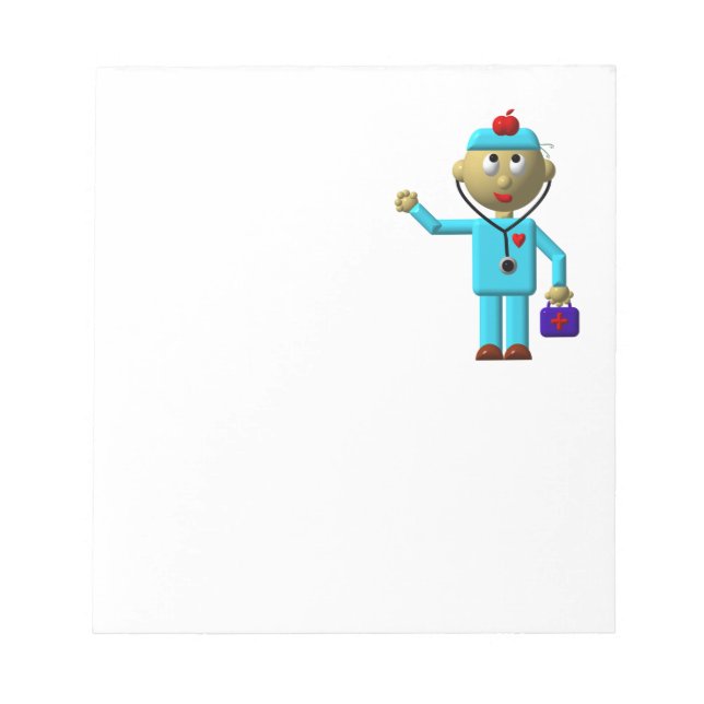 Silly Doctor with Apple on his head & Medical Bag Notepad (Front)