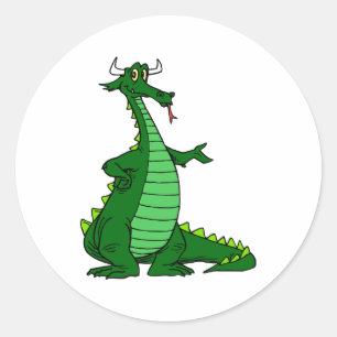 Silly Dragon Green Classic Round Sticker