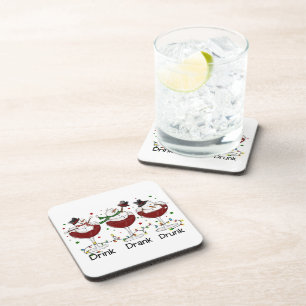 Silly “Drink, Drank, Drunk” Snowman and Wine Coaster