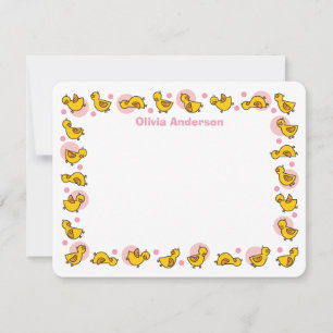 Silly Duckies Pink Baby Shower Thank You Card